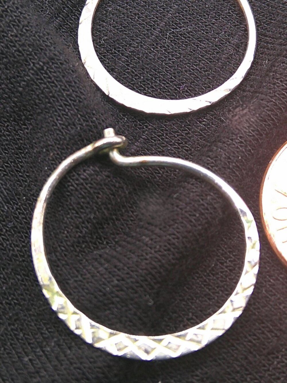 Sterling Silver Etched Flat Hoops - Picture 3 of 3